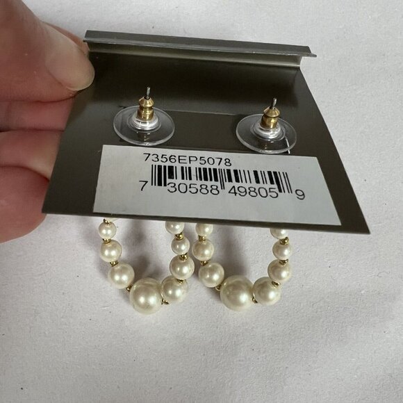 Vintage Carolee Faux Pearl Crystal Dangle Drop Stud Earrings NWT - Picture 4 of 6